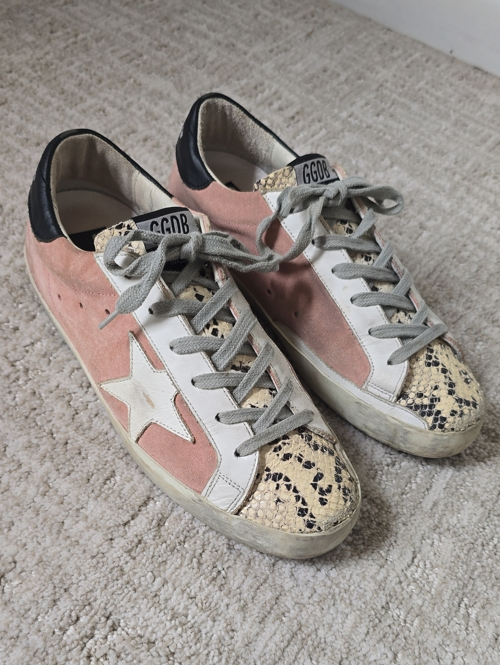 Golden Goose | Pink Suede Sneakers with Snakeskin Toe